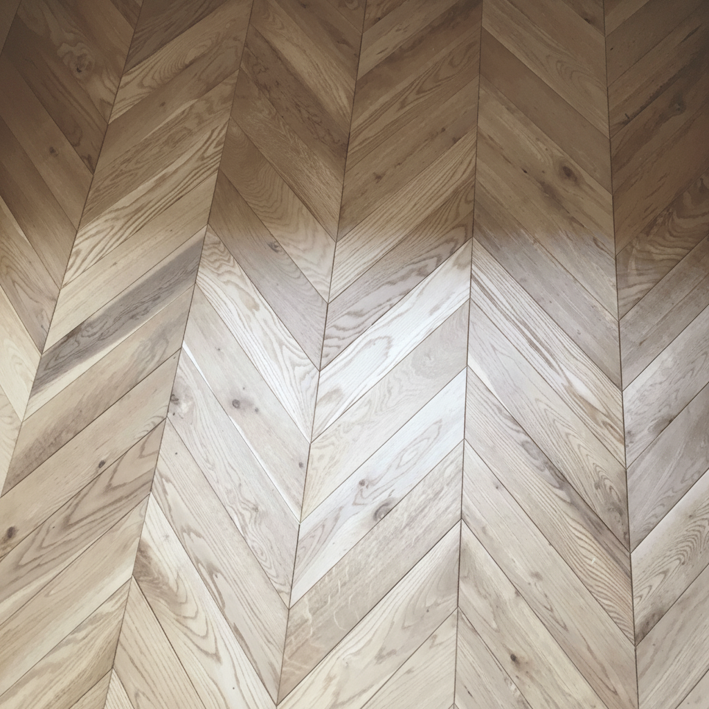 Brushed Oak Chevron Engineered Wood Flooring – Brushed & Lacquered - 90mm Wide