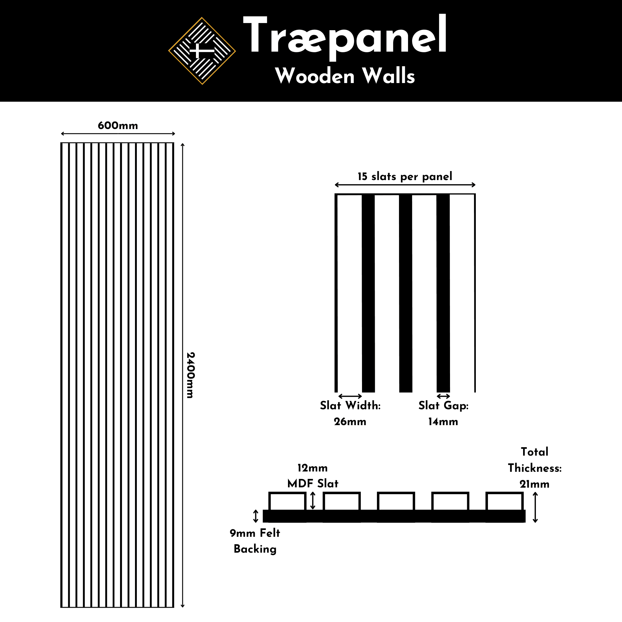 Saint Remy Light Oak Wooden Wall Panelling – 21mm Thick (600mm x 2400mm)