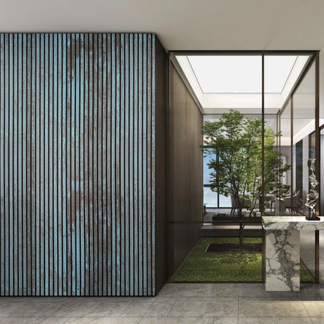 Faroe Island Blue Oxidised Wooden Wall Panelling – 21mm Thick (600mm x 2400mm)