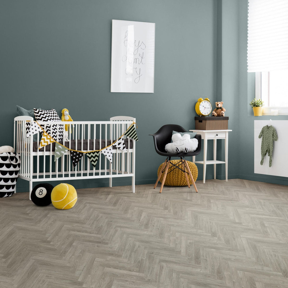 Java Light Grey Laminate Herringbone Parquet Flooring – 84mm Wide – 8mm Thick