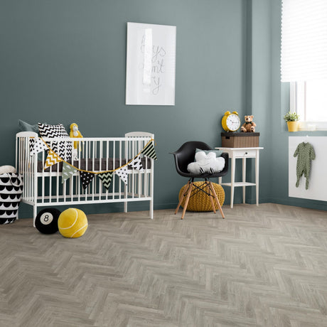 Java Light Grey Laminate Herringbone Parquet Flooring – 84mm Wide – 8mm Thick
