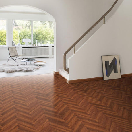 Merbau Brown Laminate Herringbone Parquet Flooring – 84mm Wide – 8mm Thick