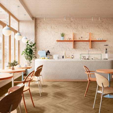 Texas Light Brown Laminate Herringbone Parquet Flooring – 84mm Wide – 8mm Thick