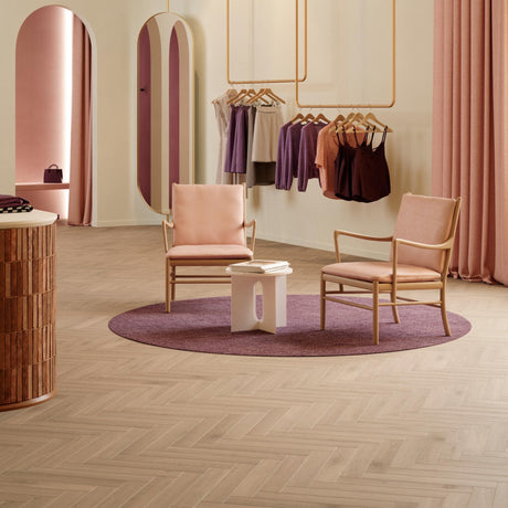 Bloom Light Brown Laminate Herringbone Parquet Flooring – 84mm Wide – 8mm Thick