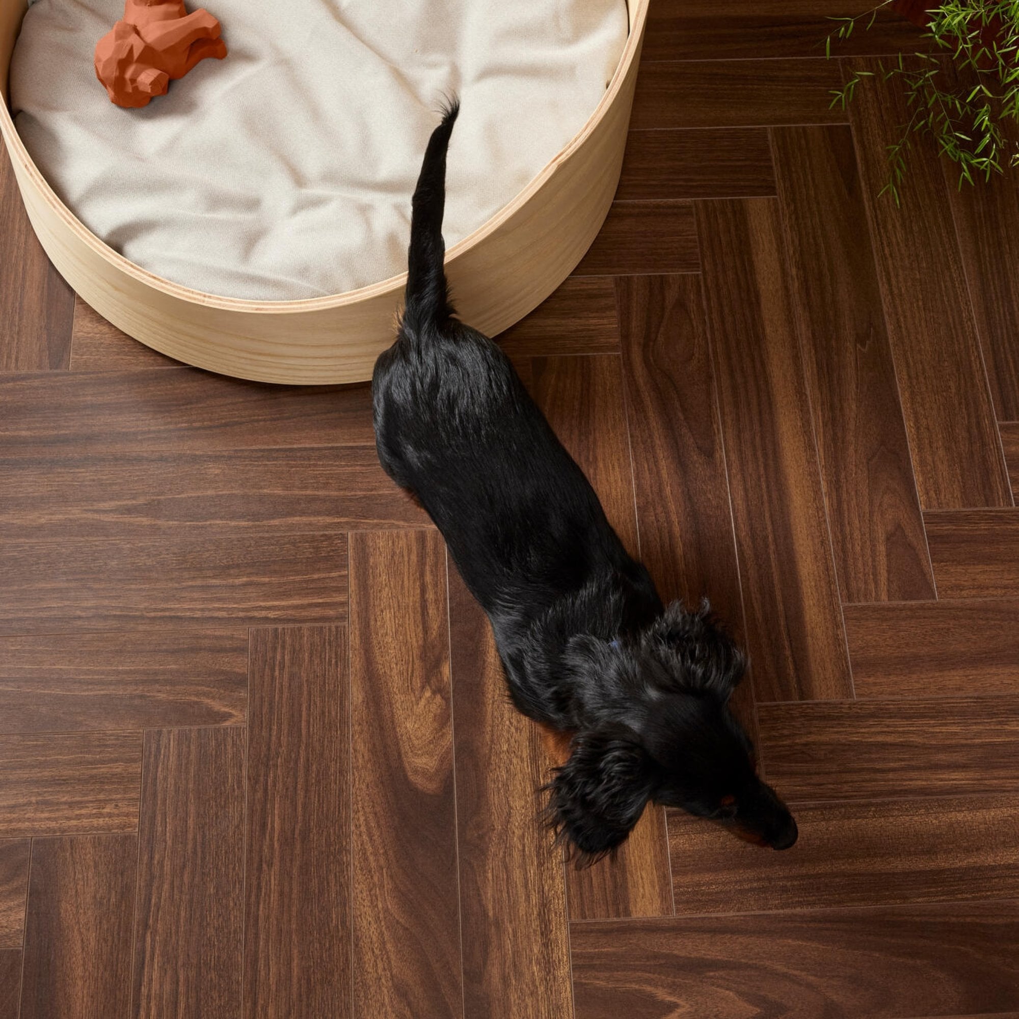 Walnut Brown Laminate Herringbone Parquet Flooring – 84mm Wide – 8mm Thick
