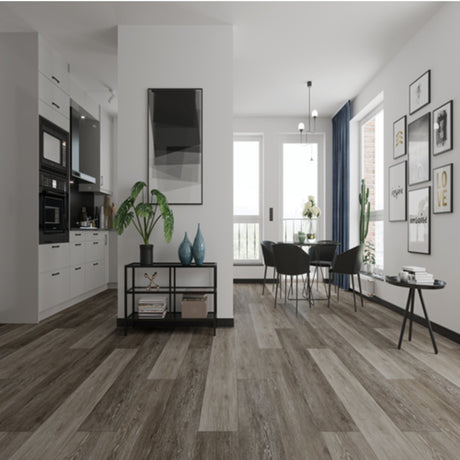 Hudson Bay Rustic Dark Oak SPC Waterproof Vinyl Flooring – 180mm Wide – 6mm Thick