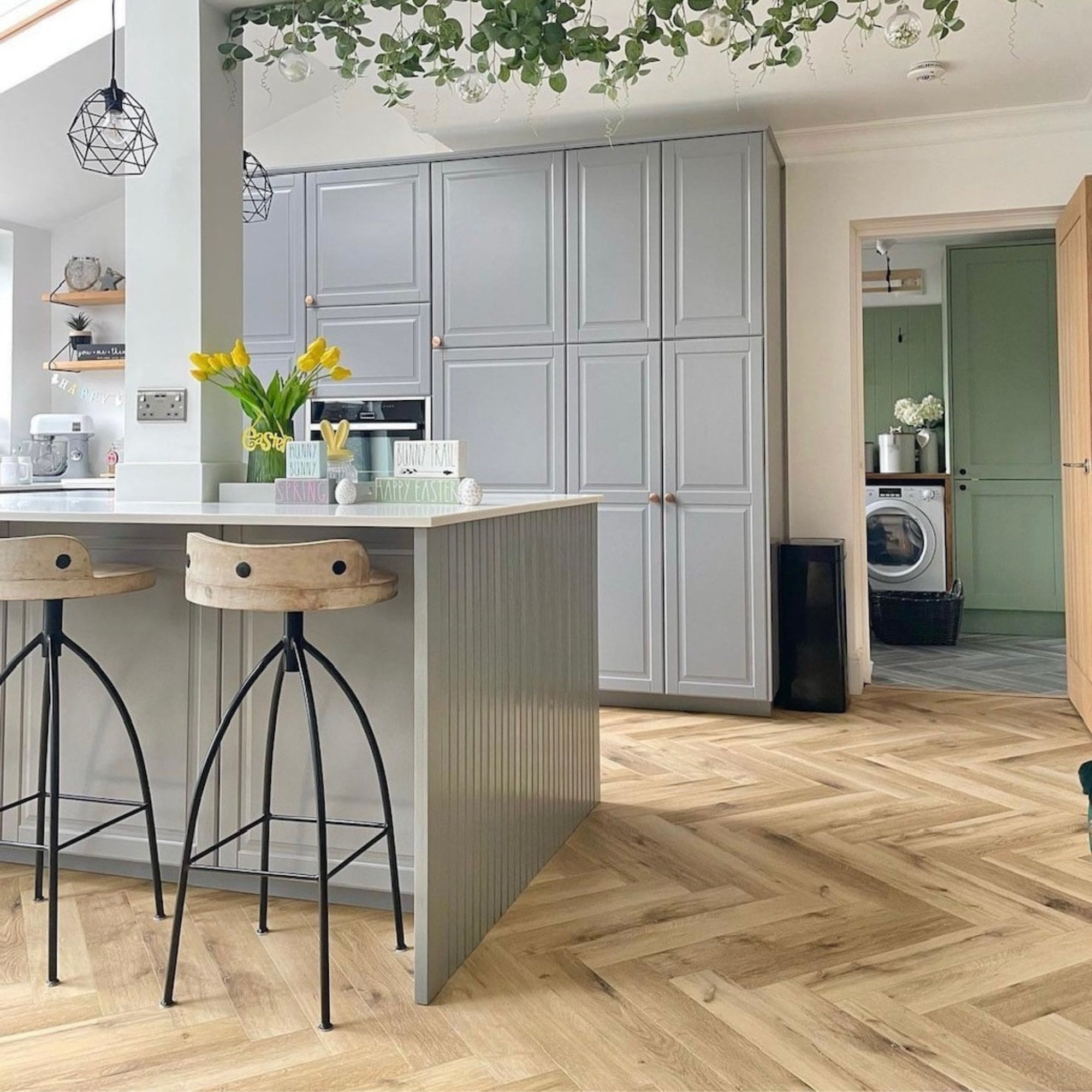 Bay Island Natural Oak Herringbone Parquet SPC Waterproof Vinyl Flooring – 110mm Wide – 6mm Thick