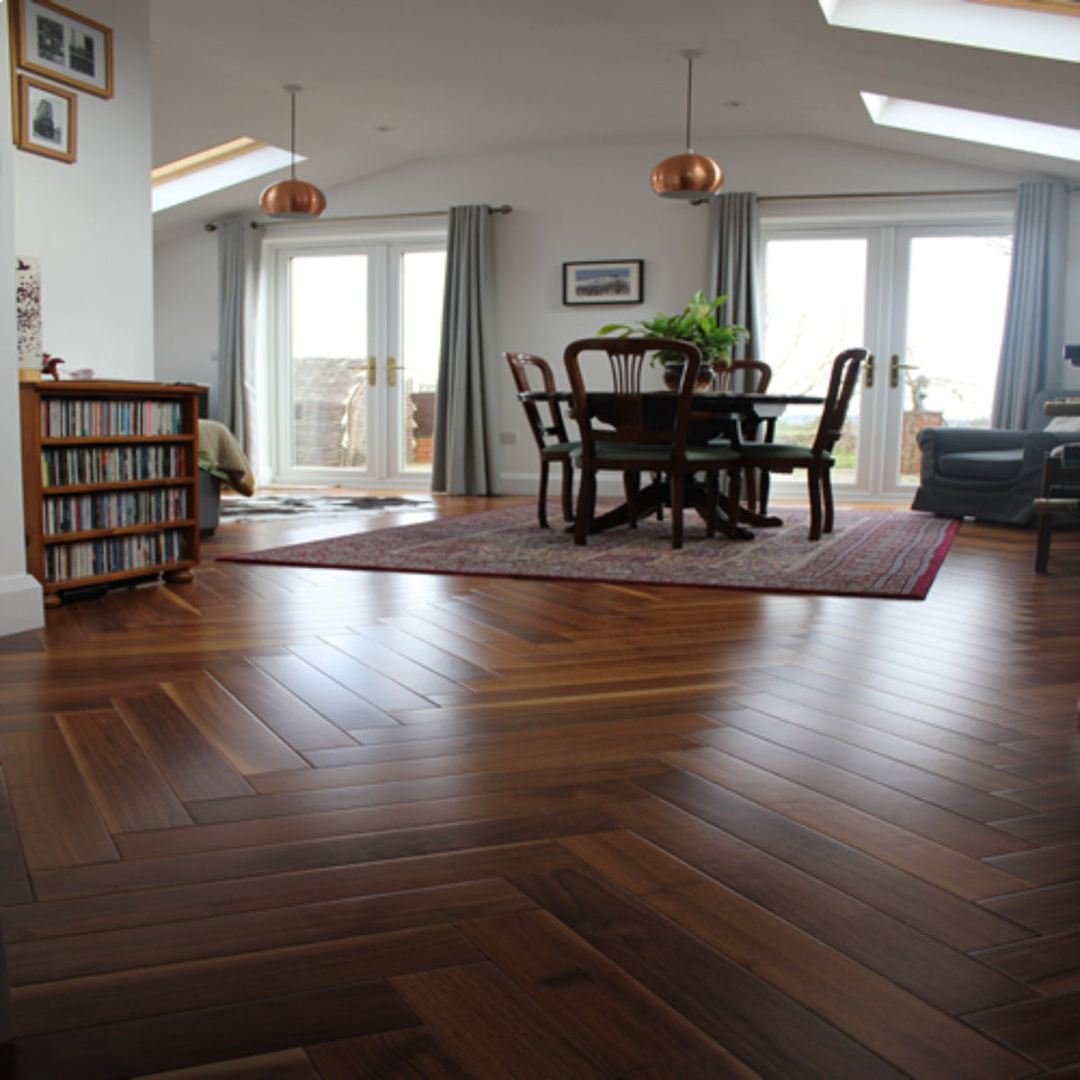 American Walnut Herringbone Parquet Engineered Wood Flooring – Satin Lacquered – 90mm Wide