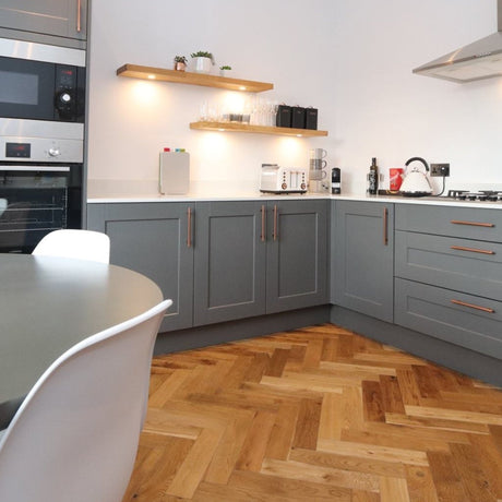 Brushed Oak Herringbone Parquet Engineered Wood Flooring – Brushed & Lacquered – 90mm Wide