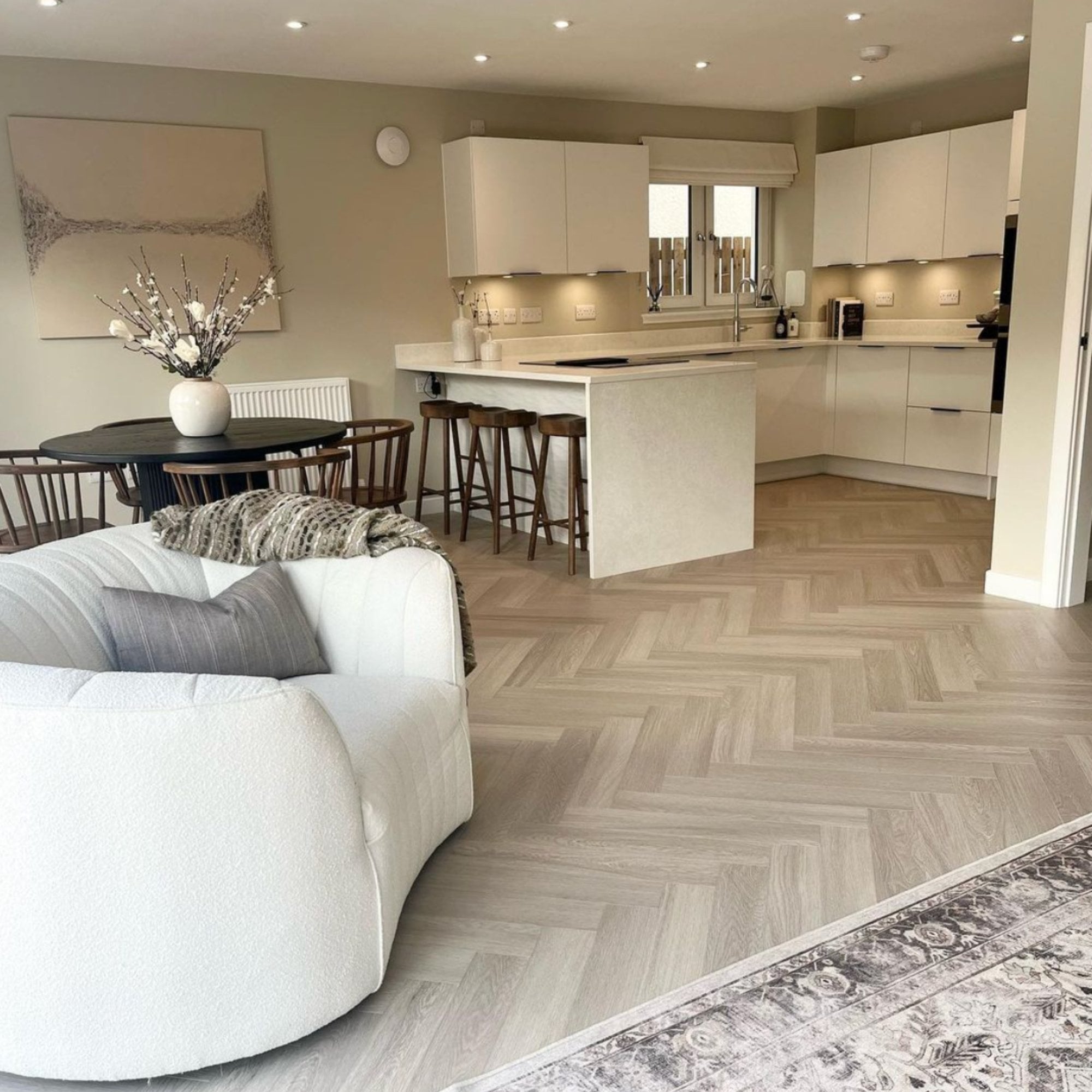 Anna Maria White Oak SPC Waterproof Vinyl Parquet Herringbone Flooring - 6mm Thick