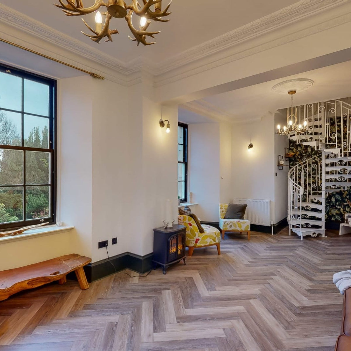 Hudson Bay Dark Rustic Oak SPC Waterproof Vinyl Parquet Herringbone Flooring - 6mm Thick
