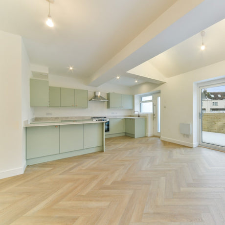 Long Beach Natural Oak SPC Waterproof Vinyl Parquet Herringbone Flooring – 6mm Thick