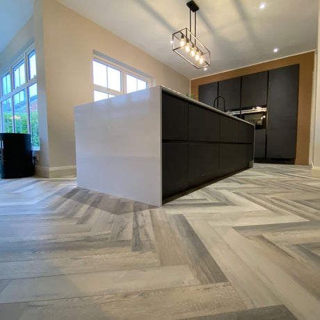 Oyster Bay Island Rustic Oak SPC Waterproof Vinyl Parquet Herringbone Flooring – 6mm Thick