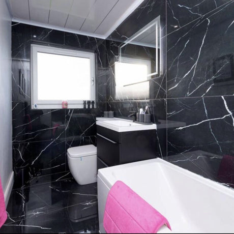 Nocelle Gloss Black Marble Inorganic Waterproof Flooring – 8mm Thick (400mm x 800mm, AC5)