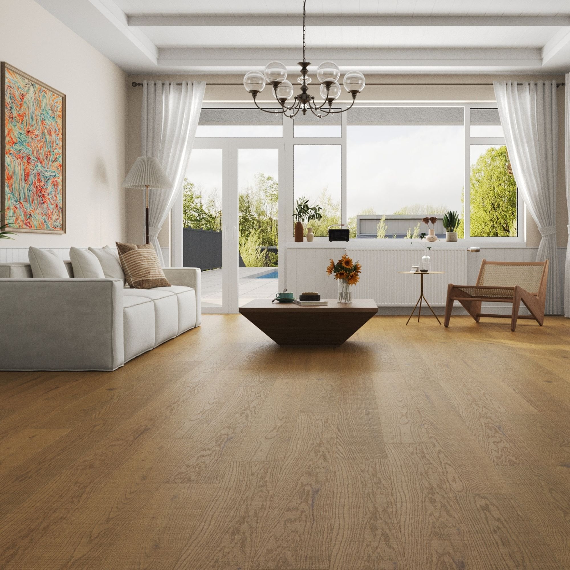 Untamed Grain Oak Engineered Wood Flooring - Brushed & Lacquered - 190mm Wide - AB Grade