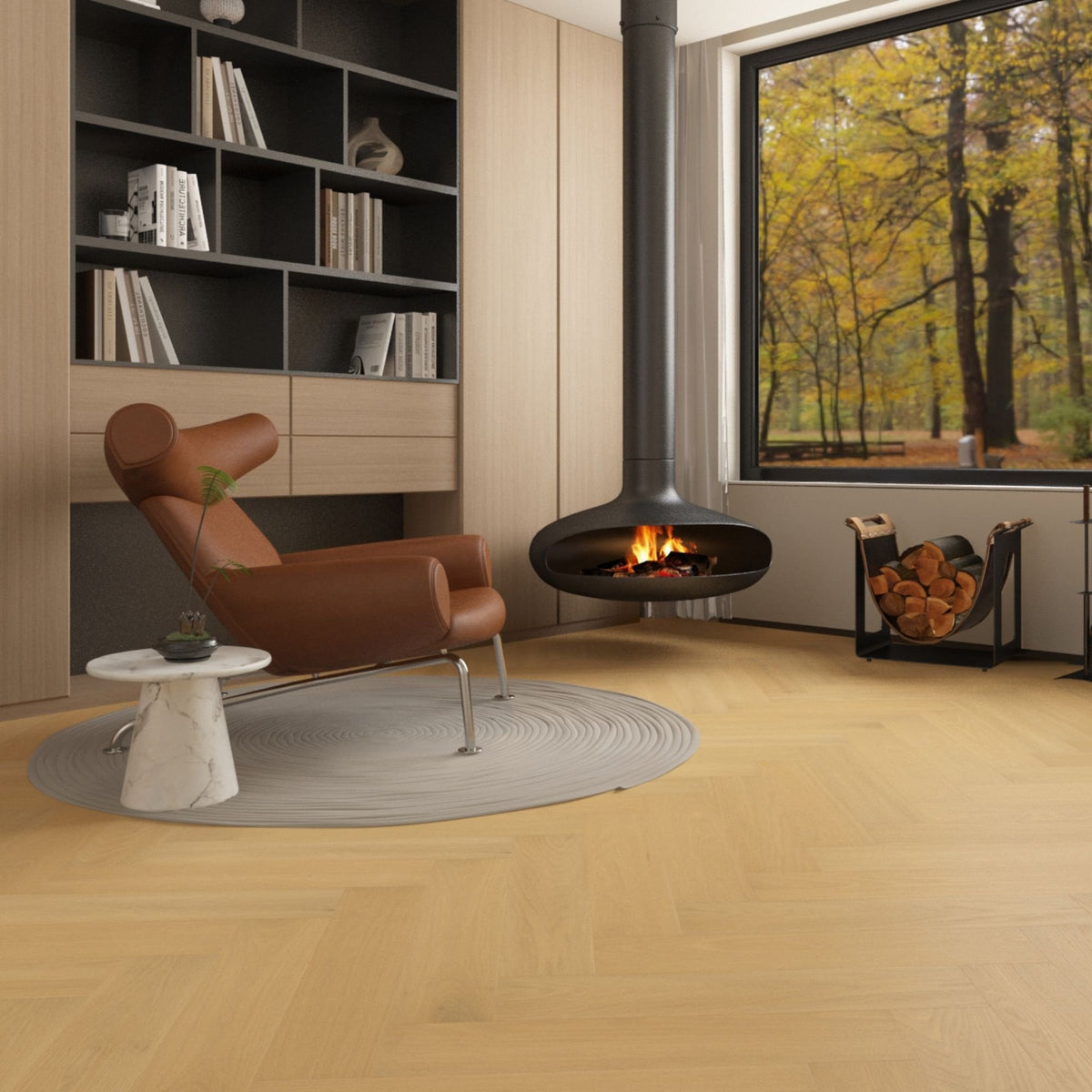 Spring Rye Oak Engineered Oak Herringbone Parquet Wood Flooring - Brushed & Lacquered - 125mm Wide - AB Grade