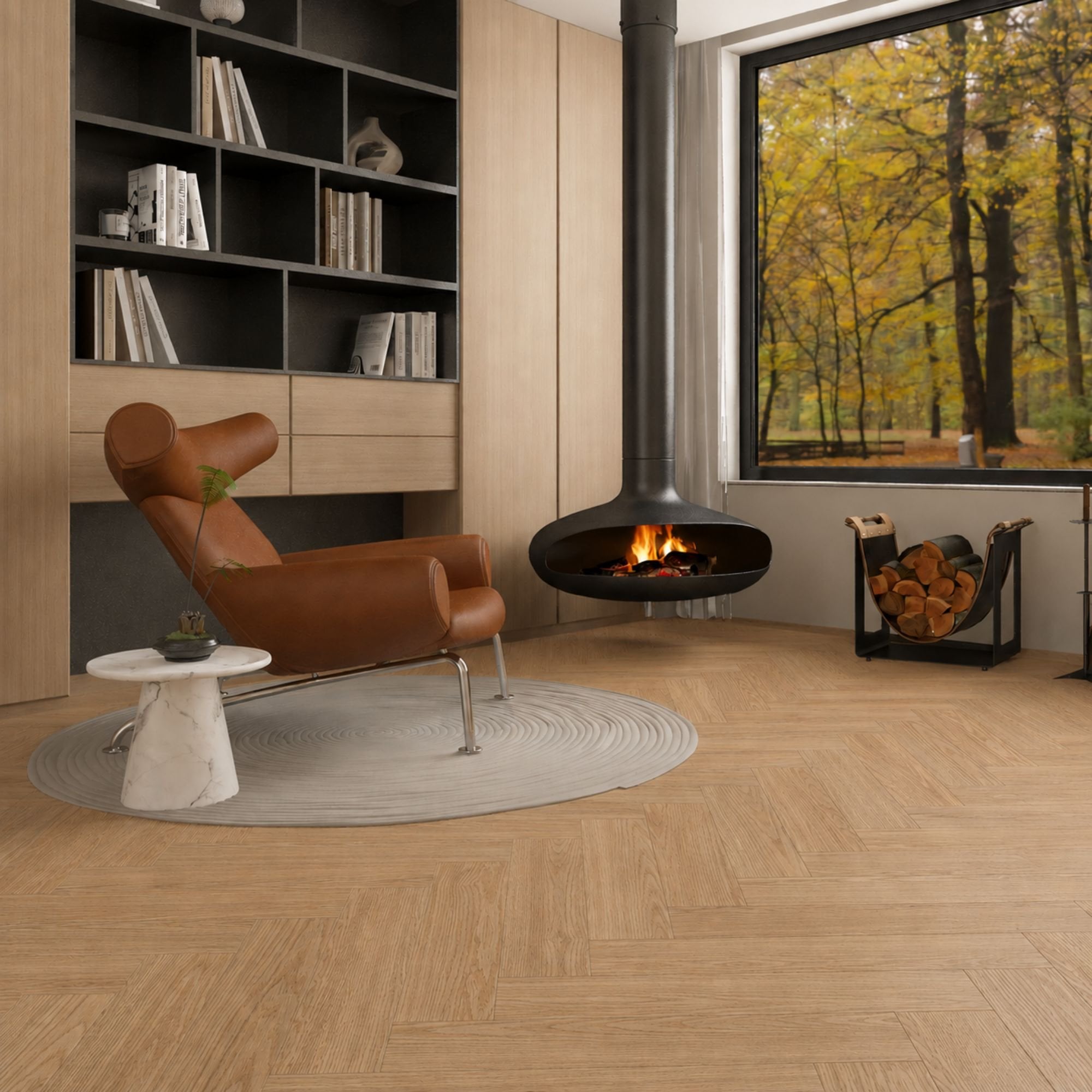 Summer Melon Oak Herringbone Engineered Oak Parquet Wood Flooring - Brushed & Lacquered - 125mm Wide - AB Grade