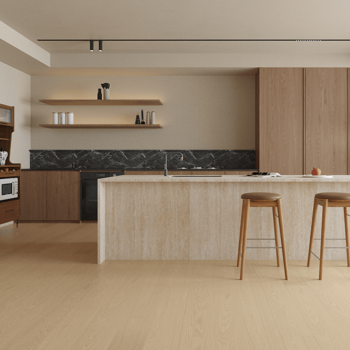 Cotton Mellow Oak Engineered Wood Flooring - Brushed & Lacquered - 190mm Wide - AB Grade