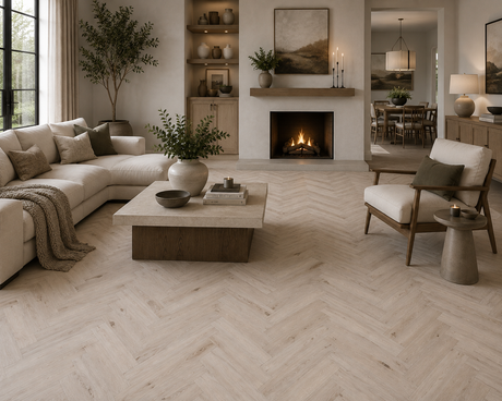 Gyant Light Laminate Herringbone Parquet Flooring – 84mm Wide – 8mm Thick
