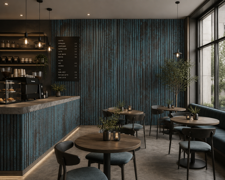Faroe Island Blue Oxidised Wooden Wall Panelling – 21mm Thick (600mm x 2400mm)