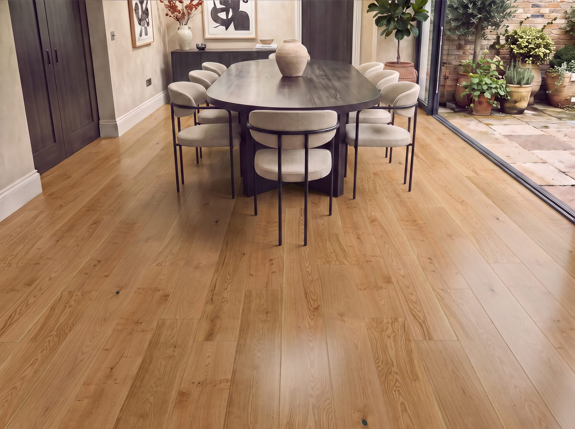 Wide Alaska Oak Engineered Wood Flooring – Brushed & Lacquered – 240mm Wide