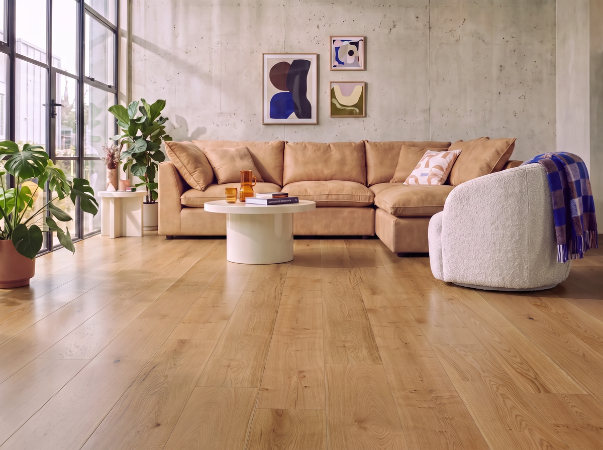 Wide Alaska Oak Engineered Wood Flooring – Brushed & Lacquered – 240mm Wide