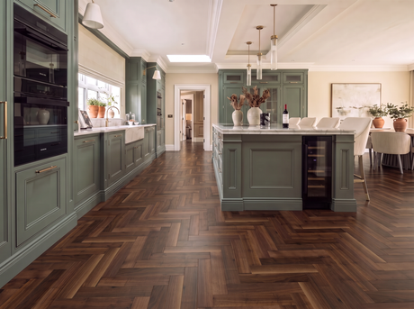 American Walnut Herringbone Parquet Engineered Wood Flooring – Satin Lacquered – 90mm Wide