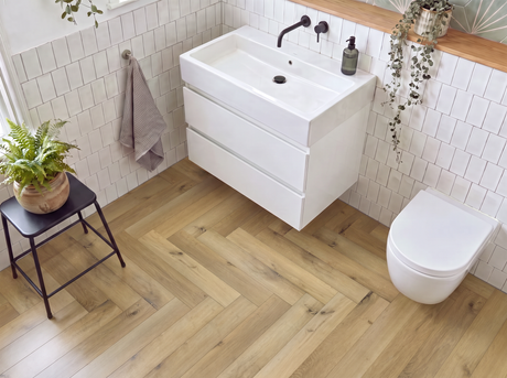 Bay Island Natural Oak Herringbone Parquet SPC Waterproof Vinyl Flooring – 110mm Wide – 6mm Thick