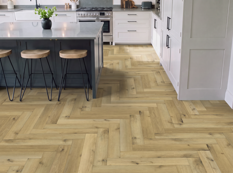 Bay Island Natural Oak Herringbone Parquet SPC Waterproof Vinyl Flooring – 110mm Wide – 6mm Thick