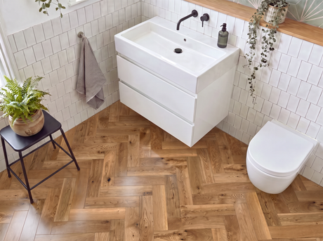 Brushed Oak Herringbone Parquet Engineered Wood Flooring – Brushed & Lacquered – 90mm Wide