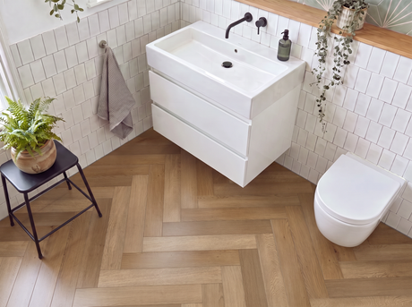 Elliot Natural Oak SPC Waterproof Vinyl Parquet Herringbone Flooring – 6mm Thick