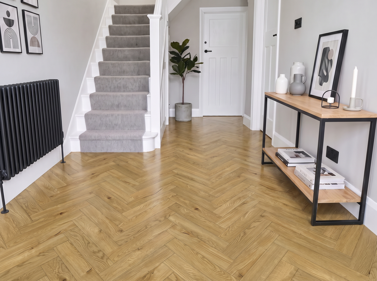 Finsbury Park Laminate Herringbone Parquet Flooring – 12mm Thick – AC4 Rated