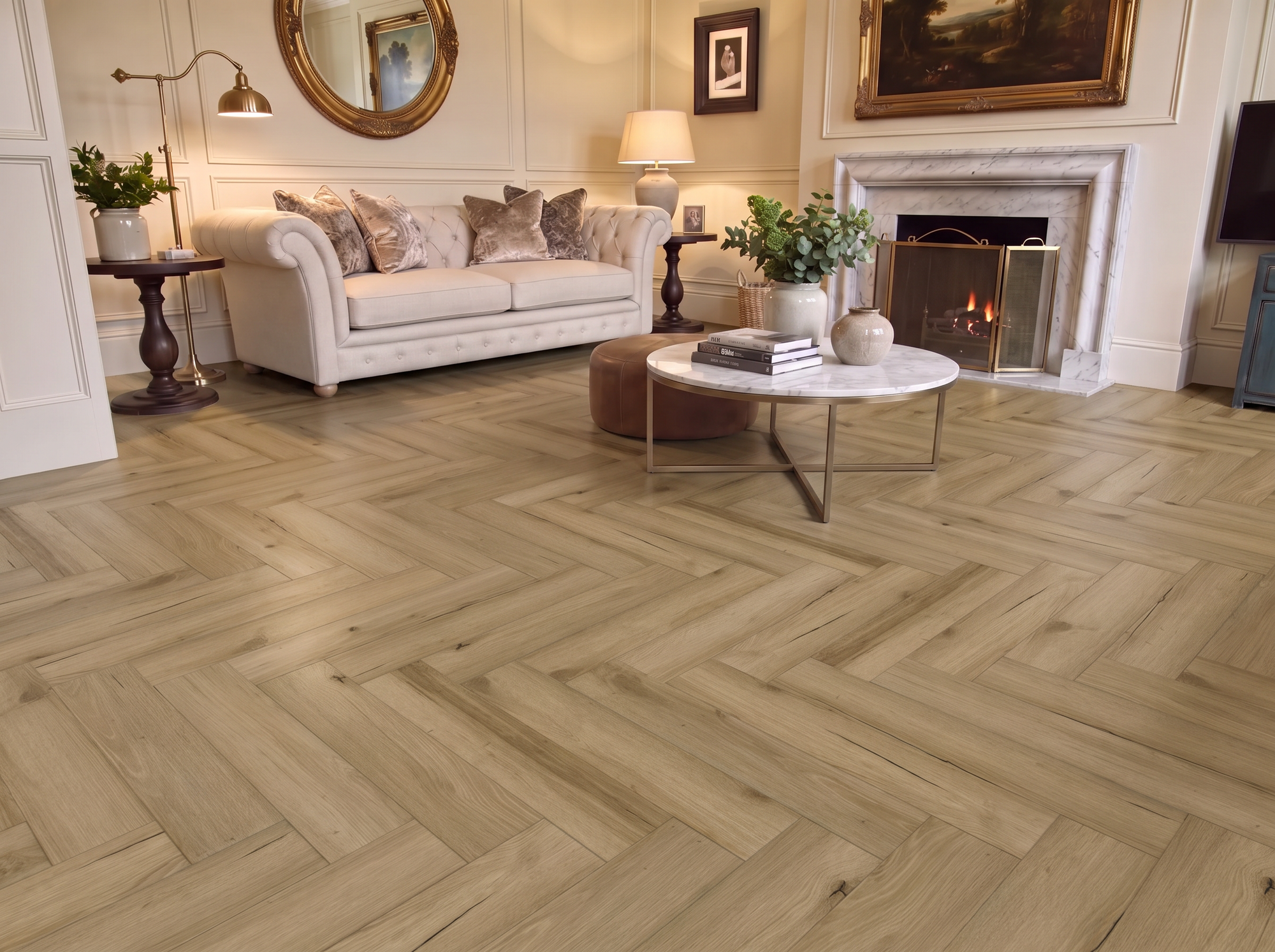 Forth Herringbone Parquet SPC Waterproof Vinyl Flooring - 126mm Wide - 8mm Thick