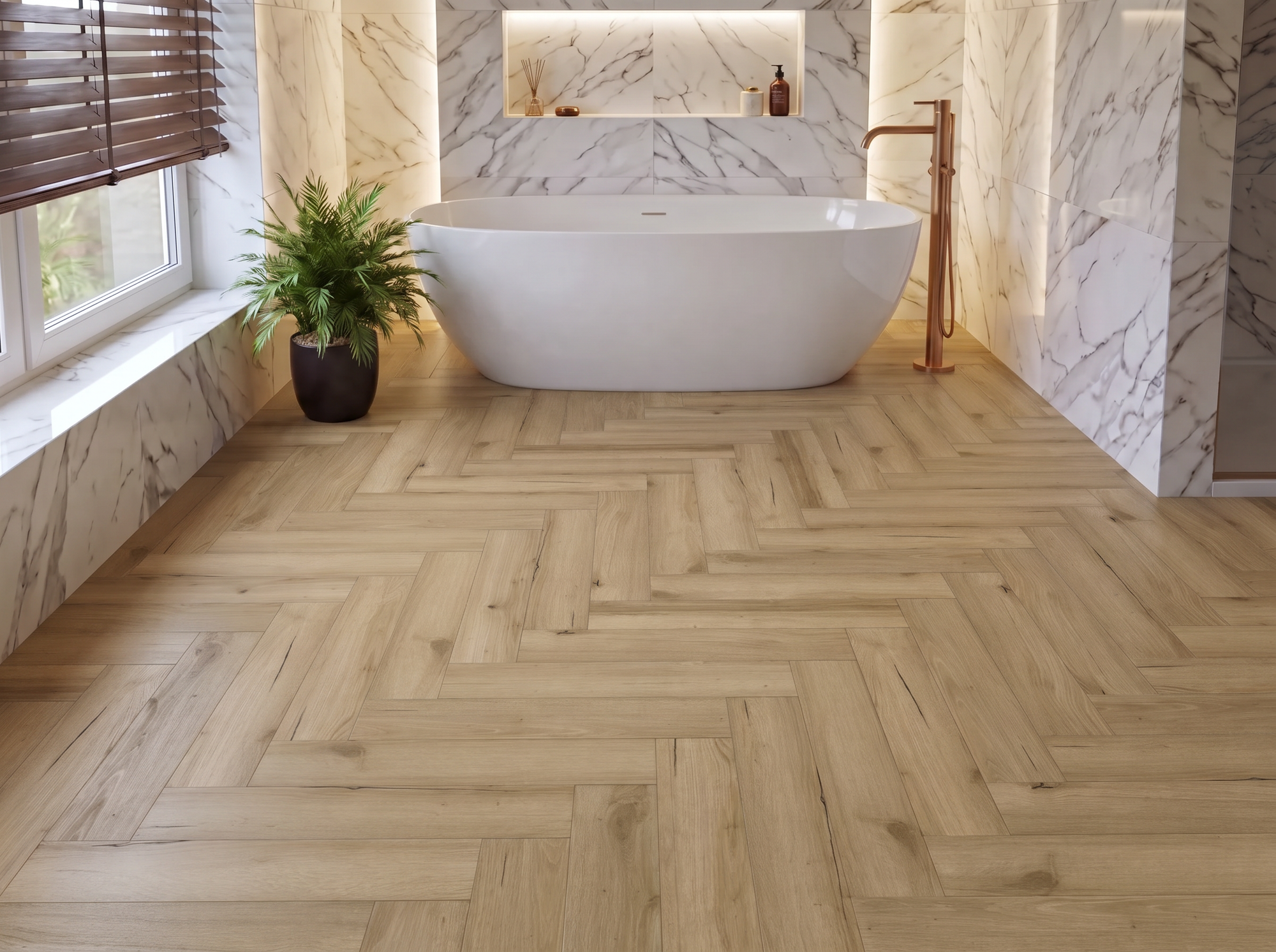 Forth Herringbone Parquet SPC Waterproof Vinyl Flooring - 126mm Wide - 8mm Thick