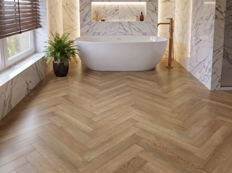 Fraser Natural Oak SPC Waterproof Vinyl Parquet Herringbone Flooring – 6mm Thick