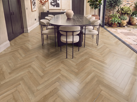 Fraser Natural Oak SPC Waterproof Vinyl Parquet Herringbone Flooring – 6mm Thick
