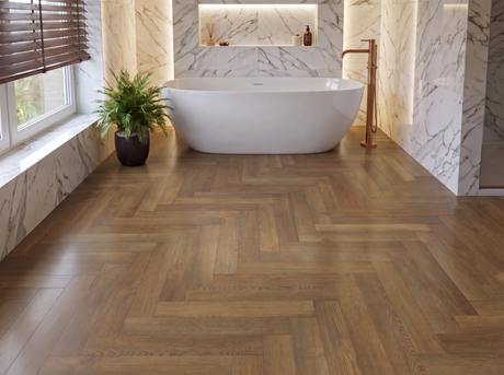Hamilton Smoked Oak SPC Waterproof Vinyl Parquet Herringbone Flooring – 6mm Thick