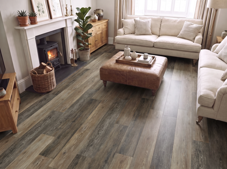 Hudson Bay Rustic Dark Oak SPC Waterproof Vinyl Flooring – 180mm Wide – 6mm Thick