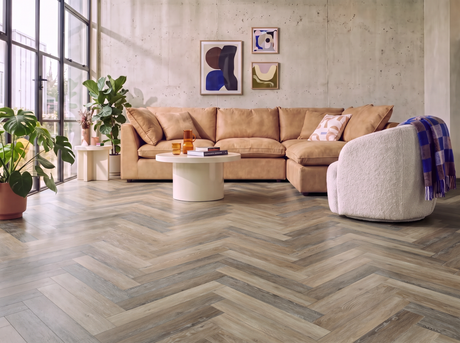 Hudson Bay Dark Rustic Oak SPC Waterproof Vinyl Parquet Herringbone Flooring - 6mm Thick