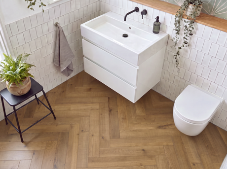 Lambeth Laminate Herringbone Parquet Flooring – 14mm Thick - AC4 Rated – Underlay Attached (2mm)