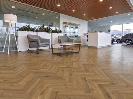 Lambeth Laminate Herringbone Parquet Flooring – 14mm Thick - AC4 Rated – Underlay Attached (2mm)