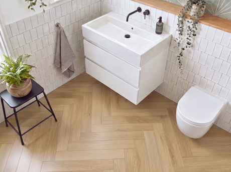 Long Beach Natural Oak SPC Waterproof Vinyl Parquet Herringbone Flooring – 6mm Thick