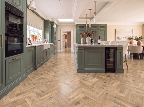 Lucerne Oak Herringbone Parquet Engineered Wood Flooring – Brushed & Oiled – 90mm Wide – 18mm Thick