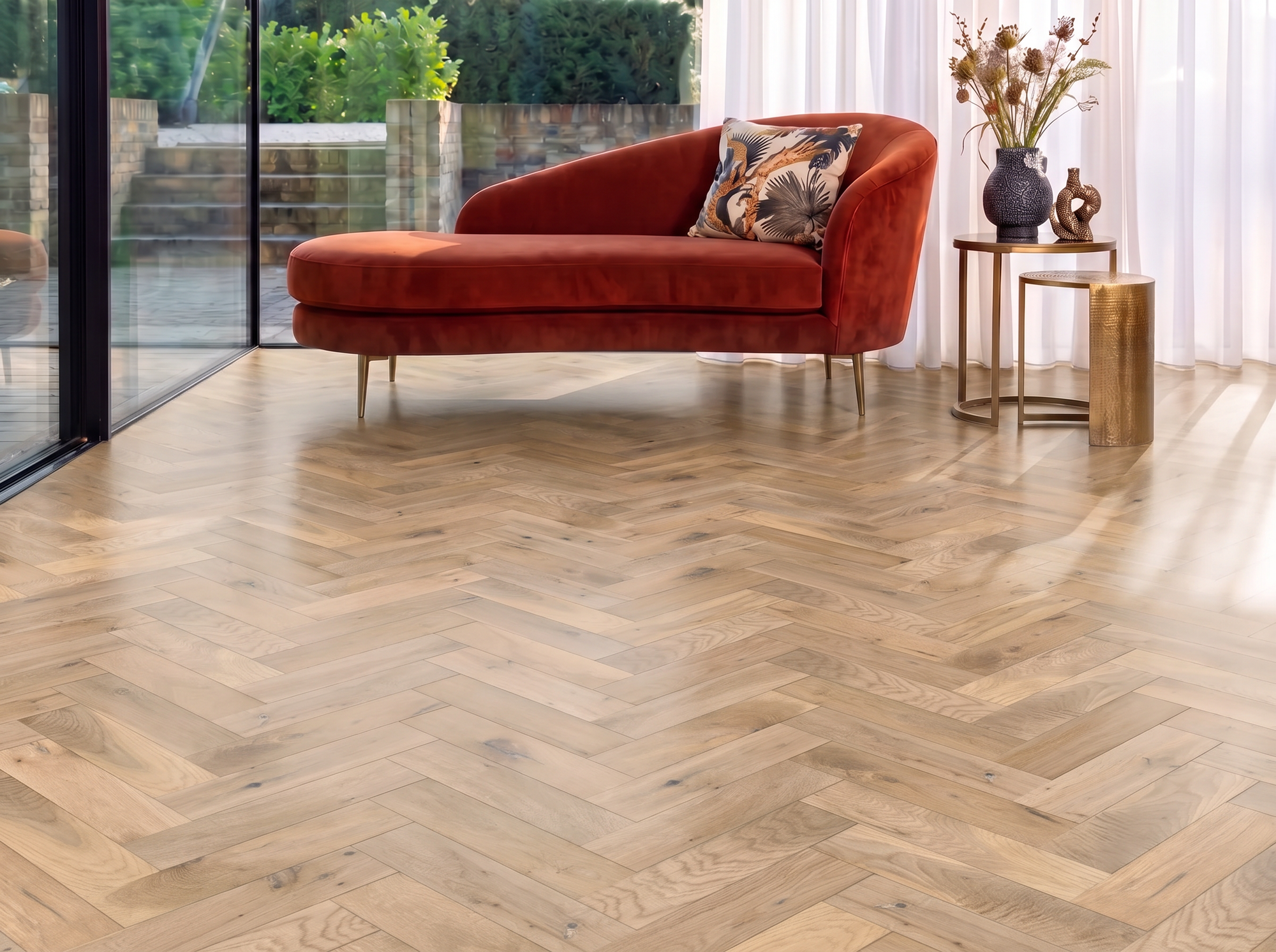 Lucerne Oak Herringbone Parquet Engineered Wood Flooring – Brushed & Oiled – 90mm Wide – 18mm Thick