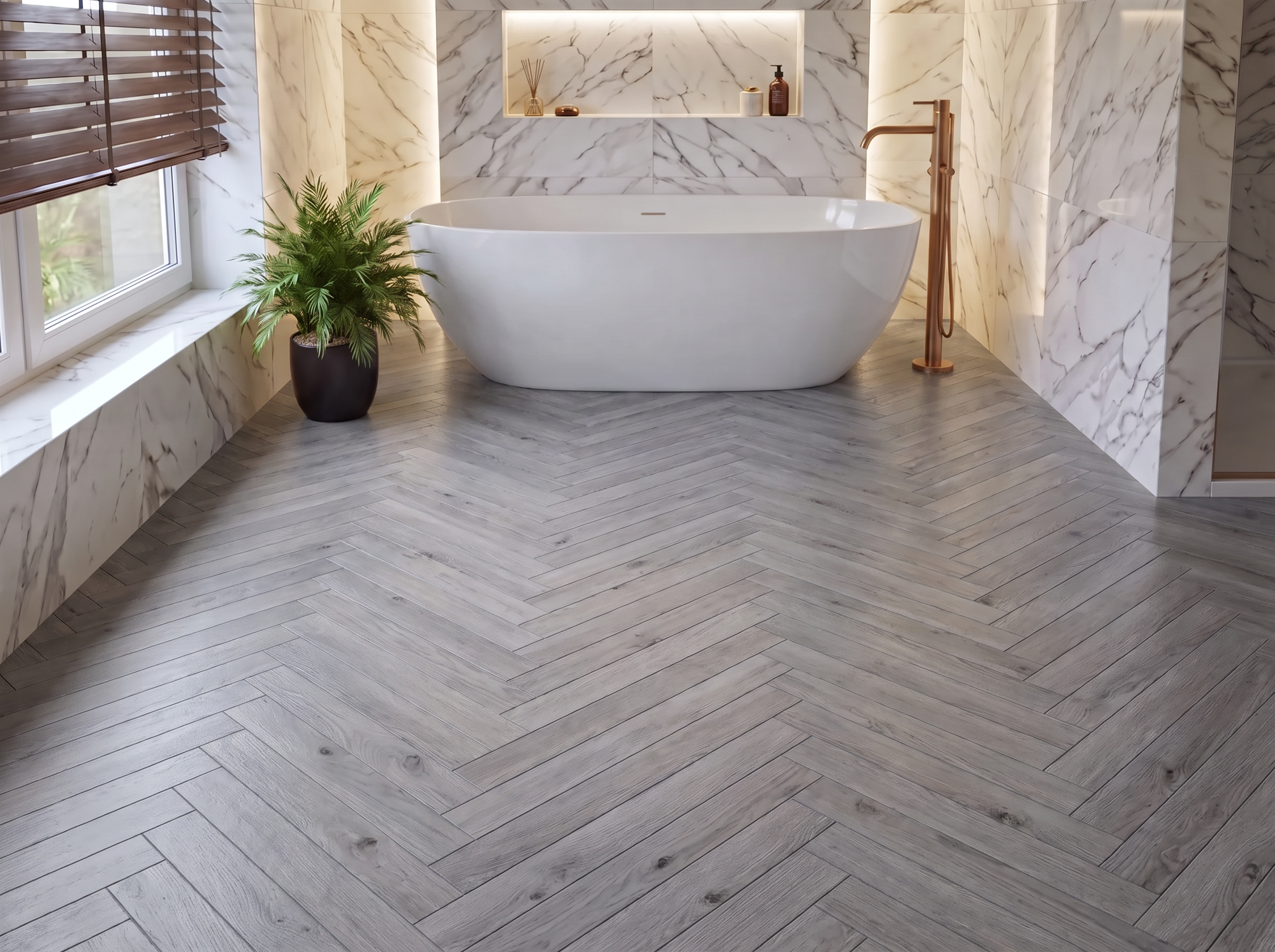Musgrave Grey Oak SPC Waterproof Vinyl Parquet Herringbone Flooring – 6mm Thick