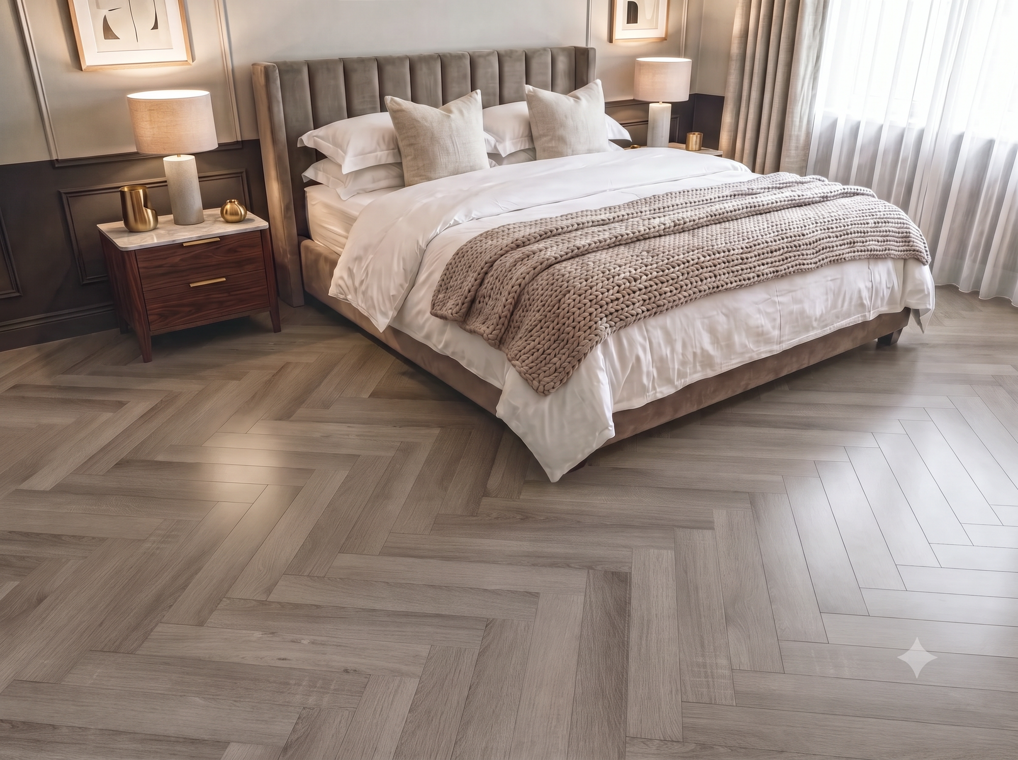 Musgrave Grey Oak SPC Waterproof Vinyl Parquet Herringbone Flooring – 6mm Thick