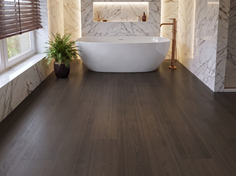 Wide Noir Oak Engineered Wood Flooring – Brushed & Lacquered – 240mm Wide
