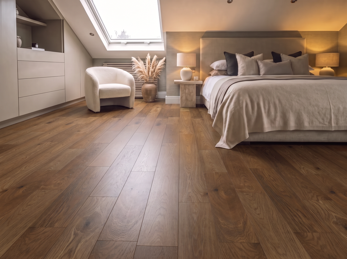 Pyrenees Smoked Engineered Click Wood Flooring – Brushed & Lacquered - 150mm Wide