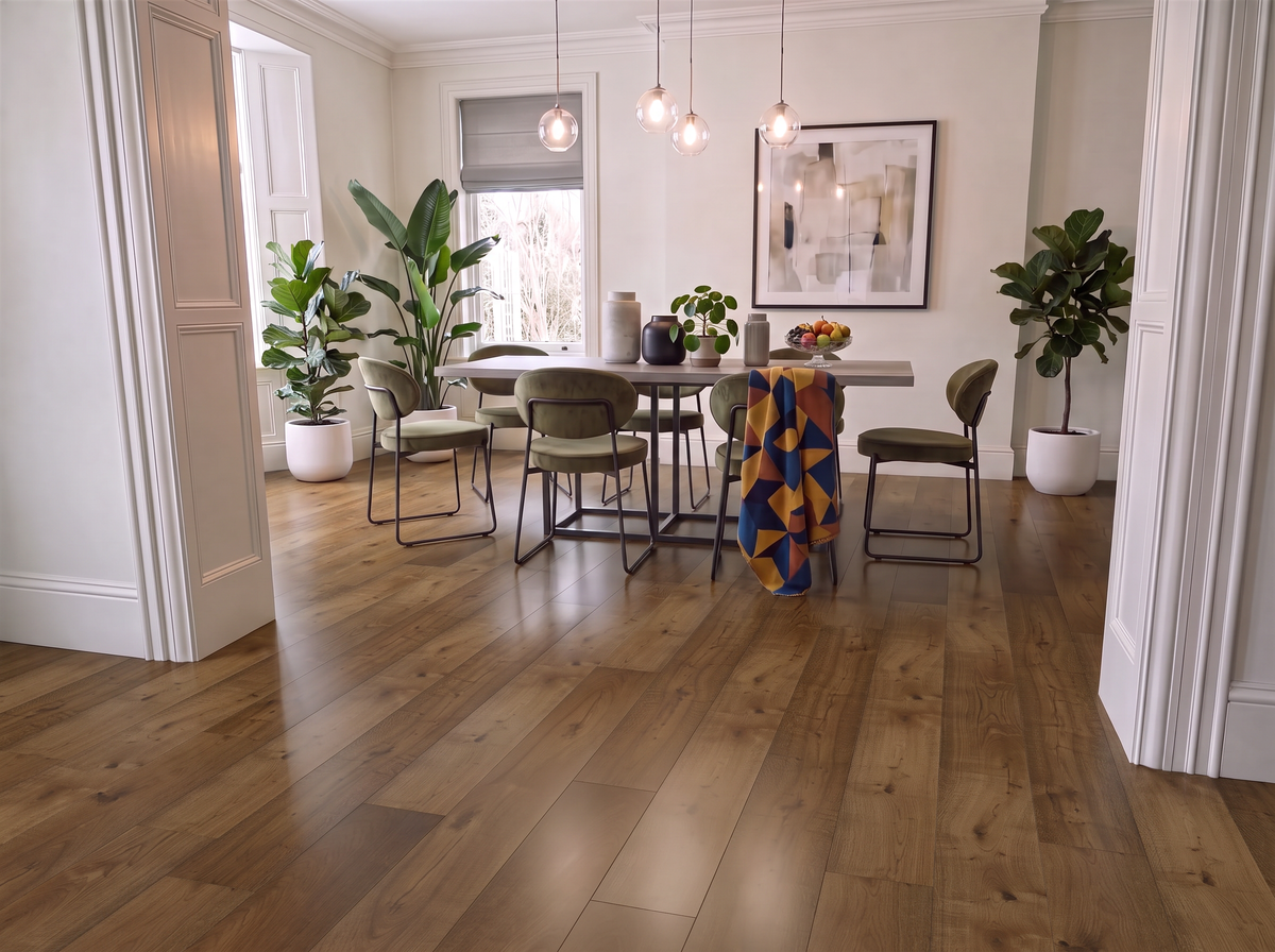 Pyrenees Rustique Smoked Engineered Oak Wood Flooring – Brushed & UV Oiled – 190mm Wide