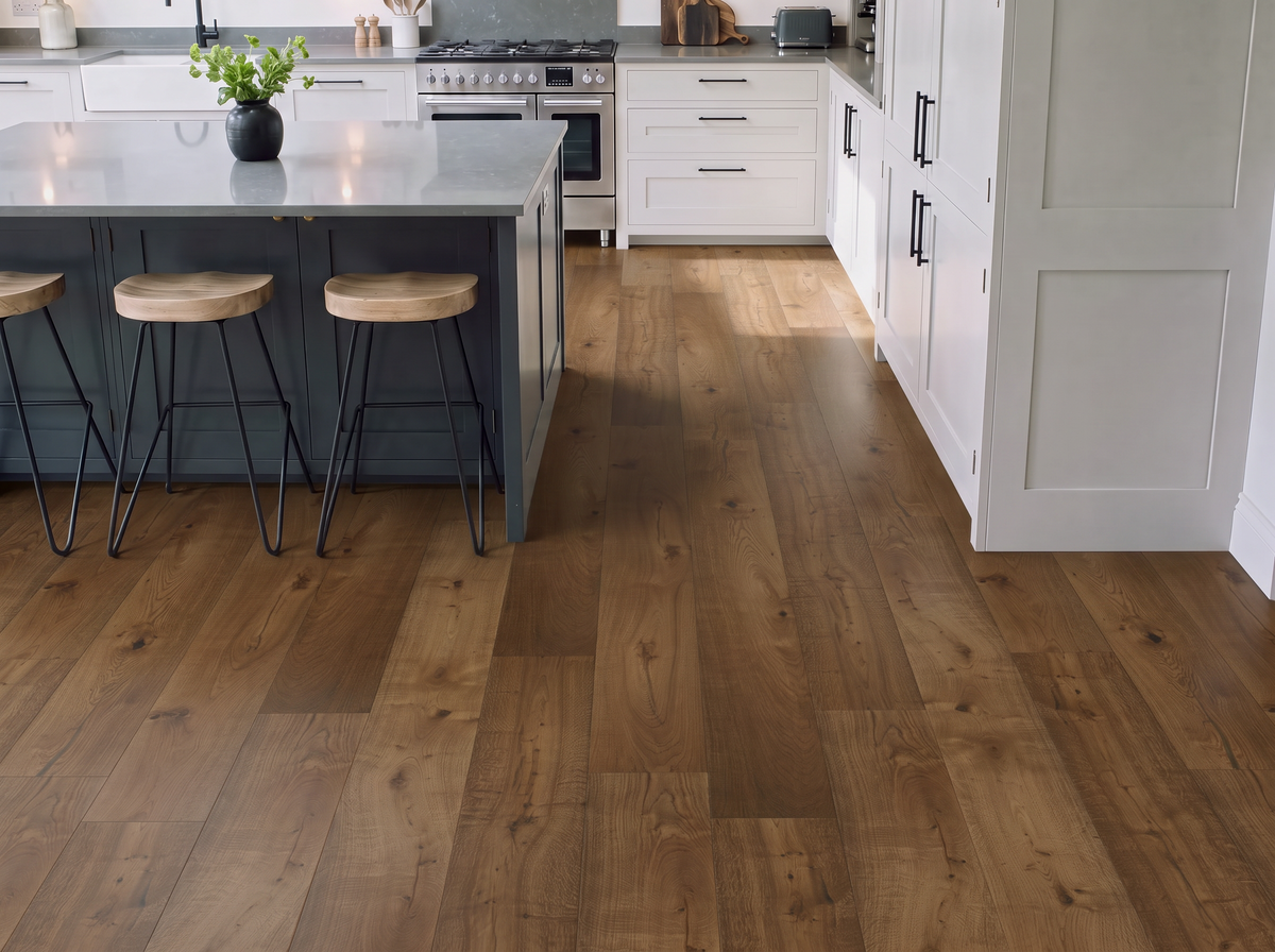 Pyrenees Smoked Engineered Wood Flooring – Brushed & Lacquered – 190mm Wide